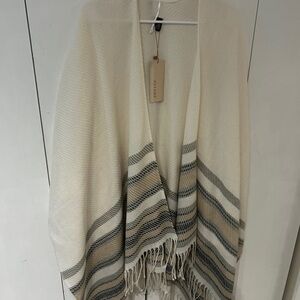 Altare Cream Striped Fringe Wrap